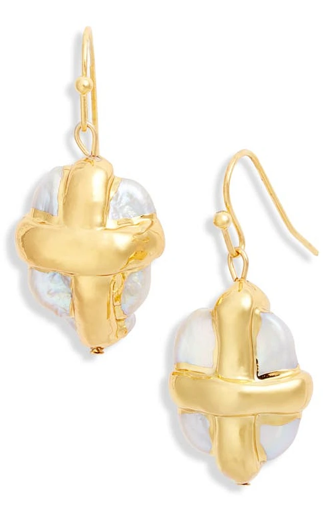 Karine Sultan Wrapped Pearl Drop Earrings in Gold at Nordstrom