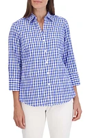 Foxcroft Mary Crinkled Gingham Cotton Blend Shirt at Nordstrom