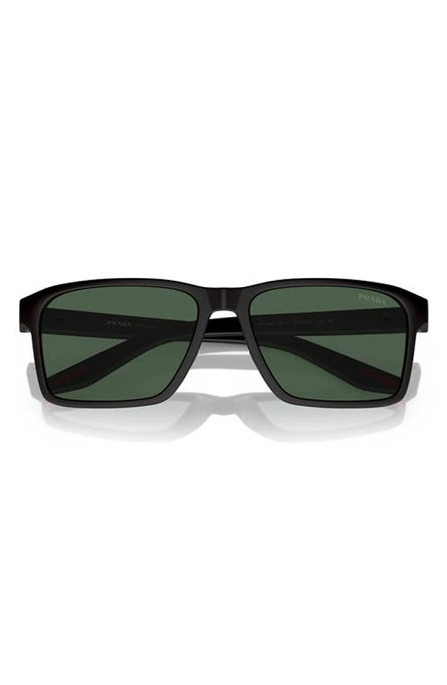 PRADA SPORT 58mm Rectangular Sunglasses in Black Green at Nordstrom