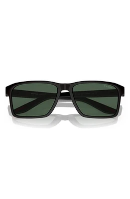 PRADA SPORT 58mm Rectangular Sunglasses in Black Green at Nordstrom