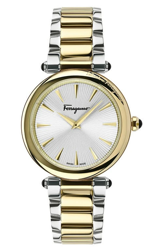 FERRAGAMO Idillio Two-Tone Bracelet Watch, 36mm in Two Tone Gold/Silver at Nordstrom