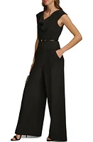 Donna Karan New York Cowl Neck Cap Sleeve Belted Jumpsuit Black at Nordstrom,