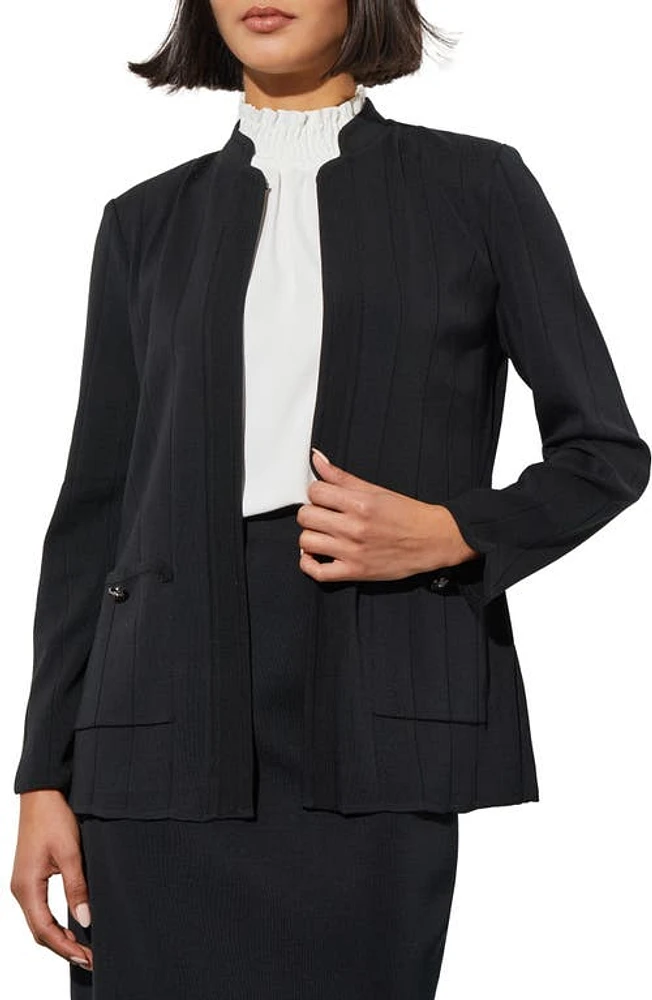 Ming Wang Patch Pocket Multitexture Knit Jacket Blk at Nordstrom,