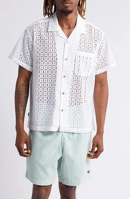 Obey Vida Openwork Eyelet Camp Shirt White at Nordstrom,