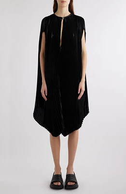 Givenchy Pleated Silk Blend Twill Cape Dress Black at Nordstrom, Us