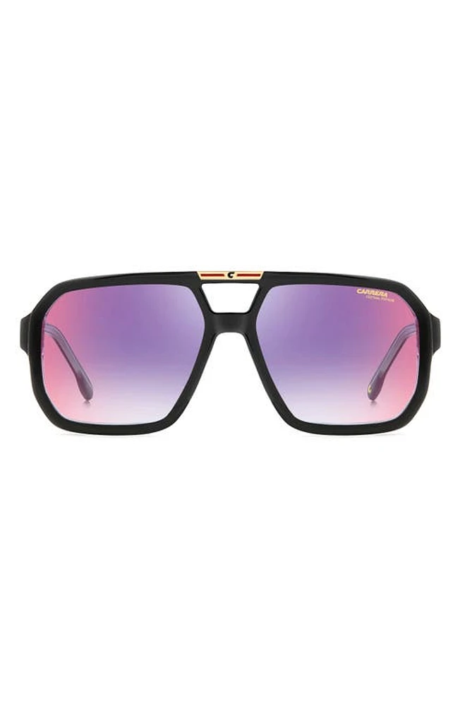 Carrera Eyewear Victory 60mm Gradient Square Sunglasses in Black Crystal/Blue Red at Nordstrom