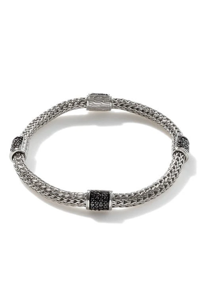 John Hardy Sapphire Stations Chain Bracelet in Silver/black Sapphire at Nordstrom, Size Large