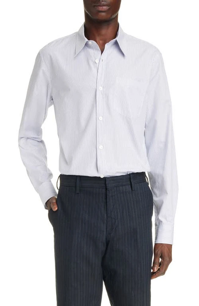 Dries Van Noten Corbino Stripe Cotton Button-Up Shirt Blue 504 at Nordstrom, Us