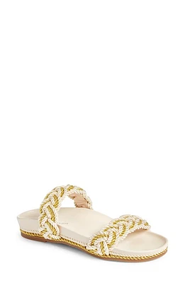 Yosi Samra Michelle Double Strap Slide Sandal Cream/Gold at Nordstrom,