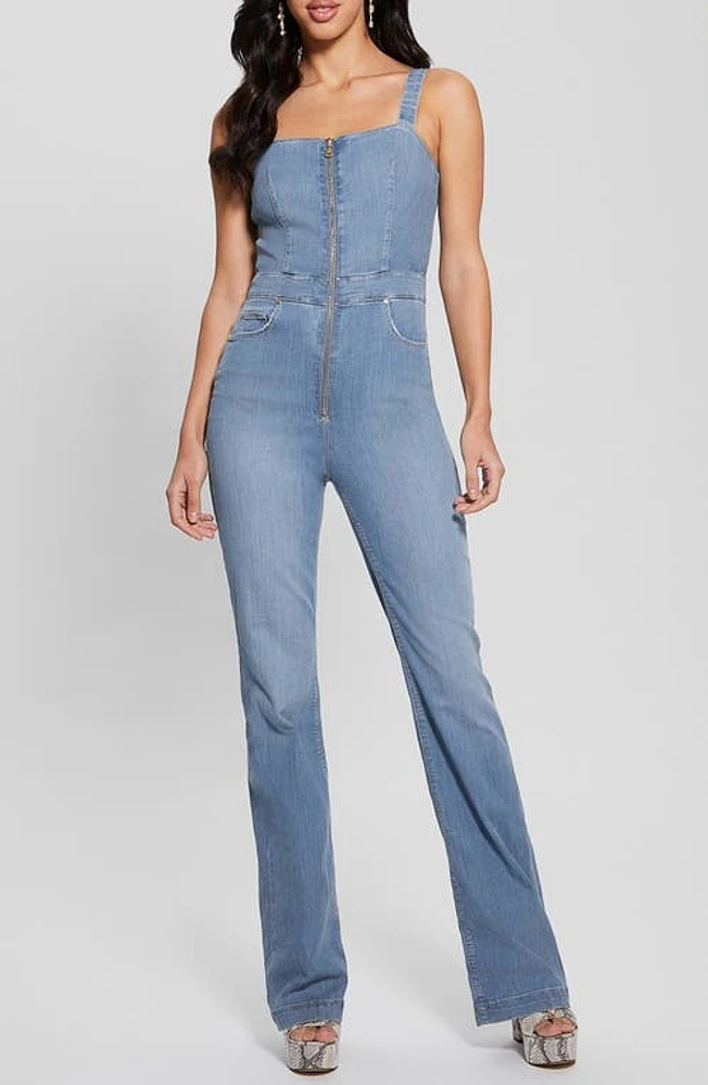 GUESS Mariposa Sleeveless Jumpsuit in Blue at Nordstrom, Size 30 X 30