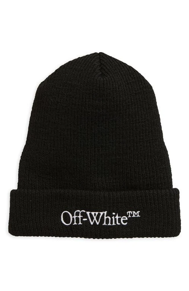 Off-White Wool Rib Beanie in Black White at Nordstrom