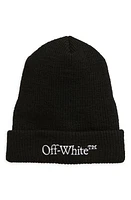 Off-White Wool Rib Beanie in Black White at Nordstrom