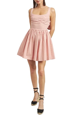 En Saison Eleanor Stripe Bow Back Cotton Minidress Blush Pink at Nordstrom,