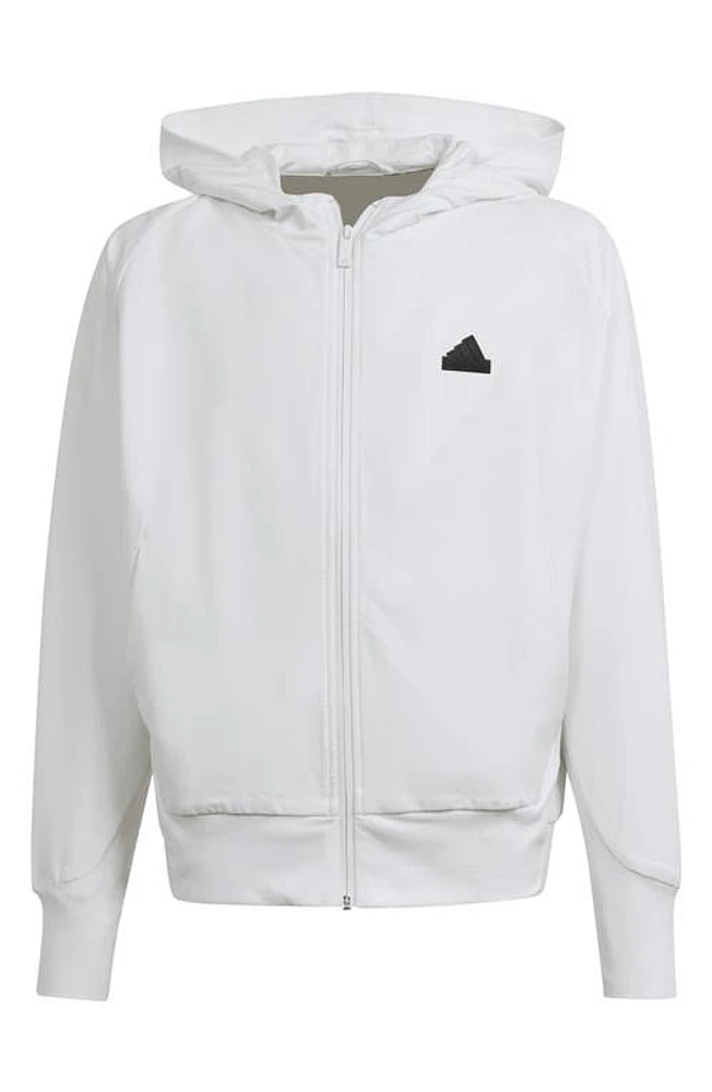 adidas Kids' Sportswear Z. N.E. Woven Zip Hoodie White/Black at