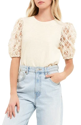 English Factory Mixed Media Blouse Ivory at Nordstrom,