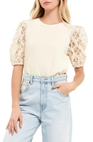 English Factory Mixed Media Blouse Ivory at Nordstrom,