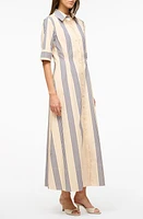 STAUD Joan Stripe Maxi Shirtdress Marine Bayadere at Nordstrom,