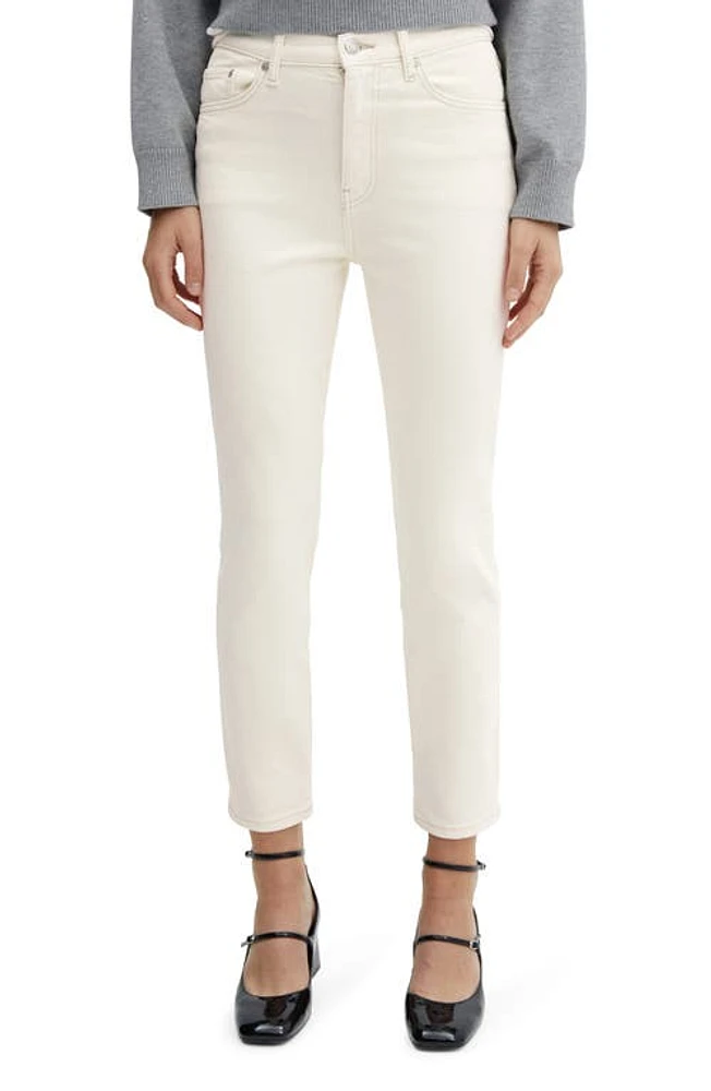 MANGO Slim Fit Crop Pants Ecru at Nordstrom,