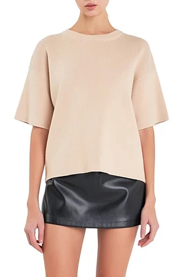 English Factory Rib Elbow Sleeve Sweater at Nordstrom,