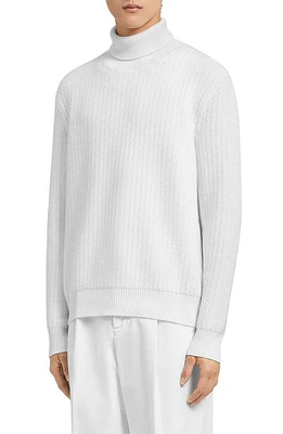 ZEGNA Oasi Textured Cashmere Turtleneck Sweater White at Nordstrom, Us