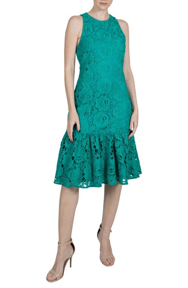 Julia Jordan Lace Ruffle Hem Sheath Dress Jade at Nordstrom,