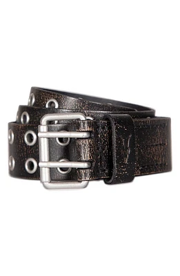 AllSaints Sturge Double Prong Leather Belt Black at Nordstrom,