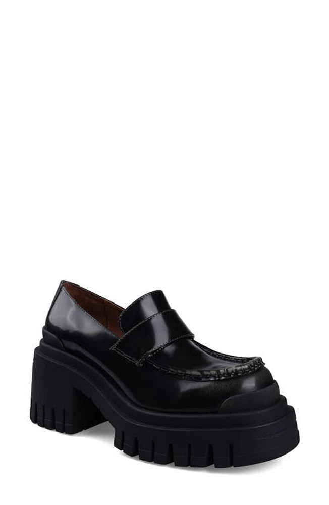 ZIGI Orlana Platform Loafer Black/Gray Leather at Nordstrom,