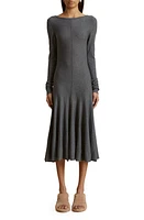 Khaite Dany Long Sleeve Merino Wool Sweater Dress Sterling at Nordstrom,