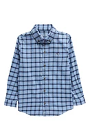 vineyard vines Kids' Check Cotton Stretch Flannel Button-Down Shirt Chk Nautical Navy at Nordstrom,