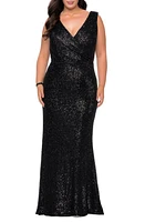 La Femme Sequin V-Neck Trumpet Gown at Nordstrom,