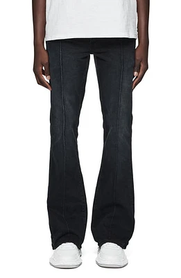 PURPLE BRAND Pintuck Overdye Flare Jeans Black at Nordstrom,