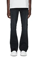 PURPLE BRAND Pintuck Overdye Flare Jeans Black at Nordstrom,