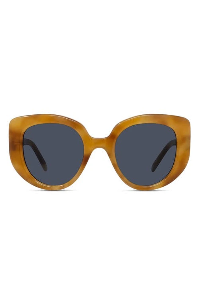 Loewe Curvy 49mm Small Butterfly Sunglasses in Blonde Havana /Blue at Nordstrom