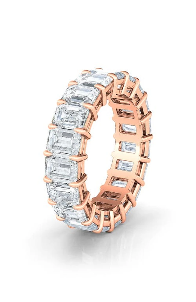 HauteCarat Emerald Cut Lab Created Diamond 18K Gold Eternity Band in Rose Gold at Nordstrom