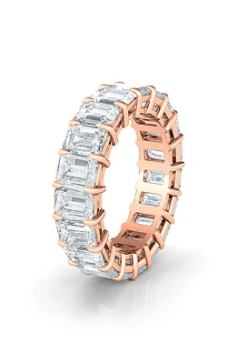 HauteCarat Emerald Cut Lab Created Diamond 18K Gold Eternity Band in Rose Gold at Nordstrom