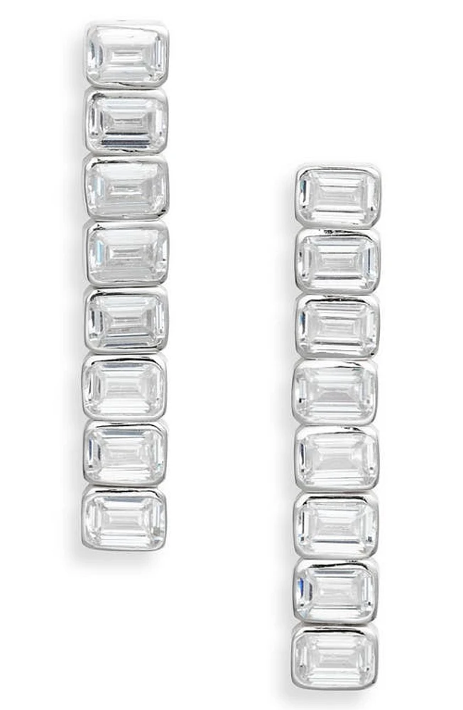 SHYMI Emerald Cut Drop Earrings in Silver/White at Nordstrom