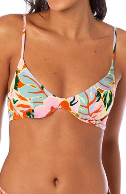 Maaji Neon Leafy Irene Reversible Underwire Bikini Top Green at Nordstrom,