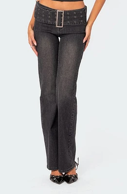 EDIKTED Belted Jeans Black-Washed at Nordstrom,