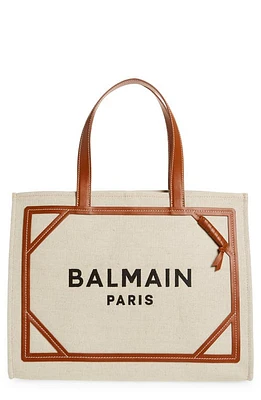 Balmain Medium B-Army Monogram Shopper Tote in Gem Natural/Brown at Nordstrom