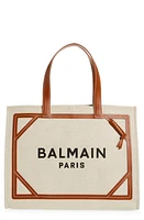 Balmain Medium B-Army Monogram Shopper Tote in Gem Natural/Brown at Nordstrom