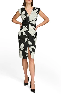 Donna Karan New York Floral Sleeveless Dress Black/Blue Forest at Nordstrom,