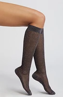 HIGH HEEL JUNGLE Herringbone Metallic Knee High Socks in Gunmetal at Nordstrom