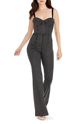 Dress the Population Presley Metallic Dot Jumpsuit Black/Silver at Nordstrom,