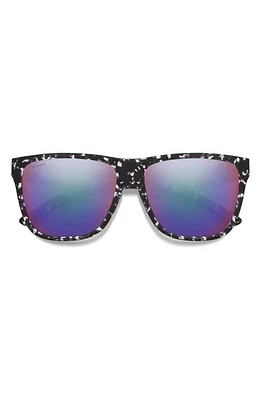 Smith Lowdown XL 2 60mm ChromaPop Polarized Square Sunglasses in Matte Black Marble /Violet at Nordstrom