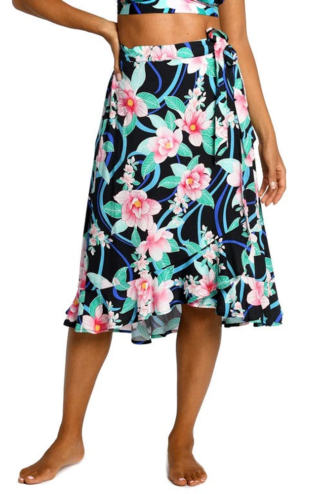 La Blanca Nightfall Flounce Cover-Up Skirt Black at Nordstrom,