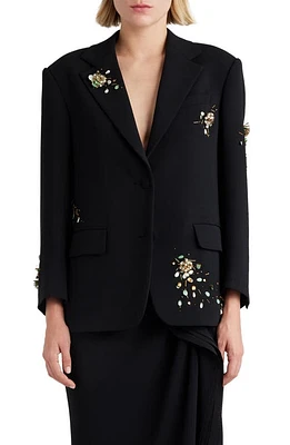 Dries Van Noten Birdy Embellished Single Breasted Blazer Black 900 at Nordstrom, Us