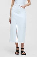 Madewell The Rilee Raw Hem Denim Midi Skirt Tile White at Nordstrom,