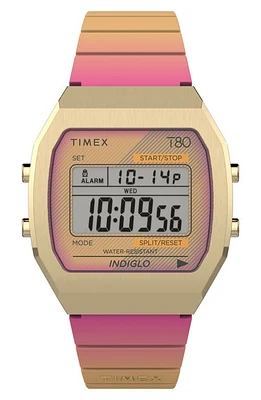 Timex T80 Digital Chronograph Resin Strap Watch, 36.5mm in Pink at Nordstrom, Size 34.5 Mm