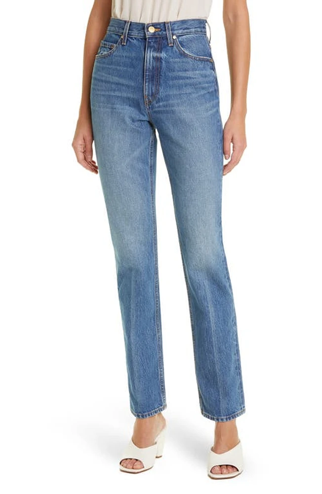 Ulla Johnson The Agnes High Wait Rigid Bootcut Jeans Danube Medium Indigo Wash at Nordstrom,