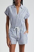 Veronica Beard Almera Stripe Seersucker Top Blue/White at Nordstrom,